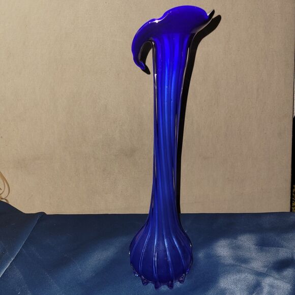 '60s VTG Murano Cobalt Blue Jack In The Pulpit Soliflore Vase Handblown Glass - Picture 3 of 16